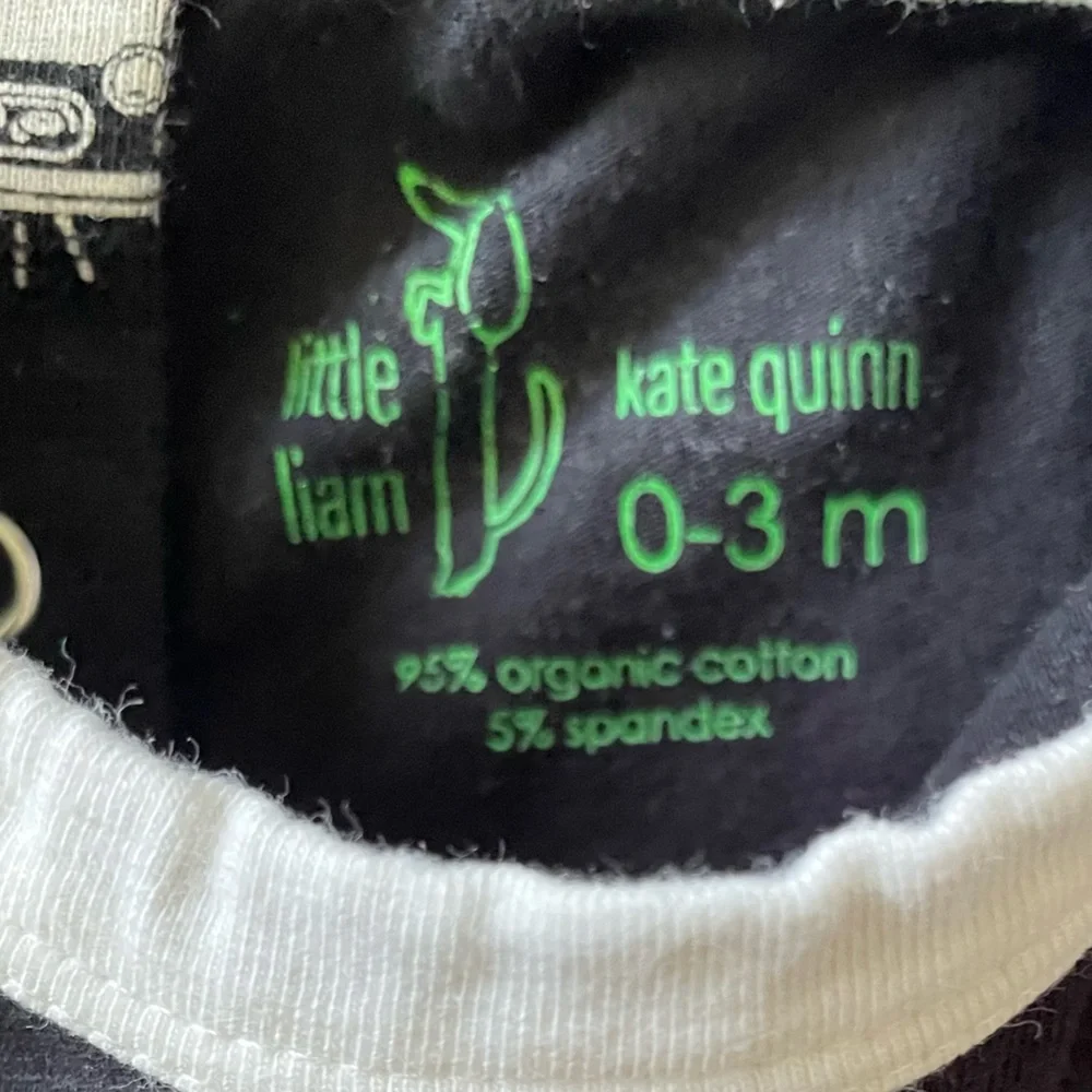 #025, kate quinn, little Liam Black and White Graphic Baby Onesie, size 0-3 mo
